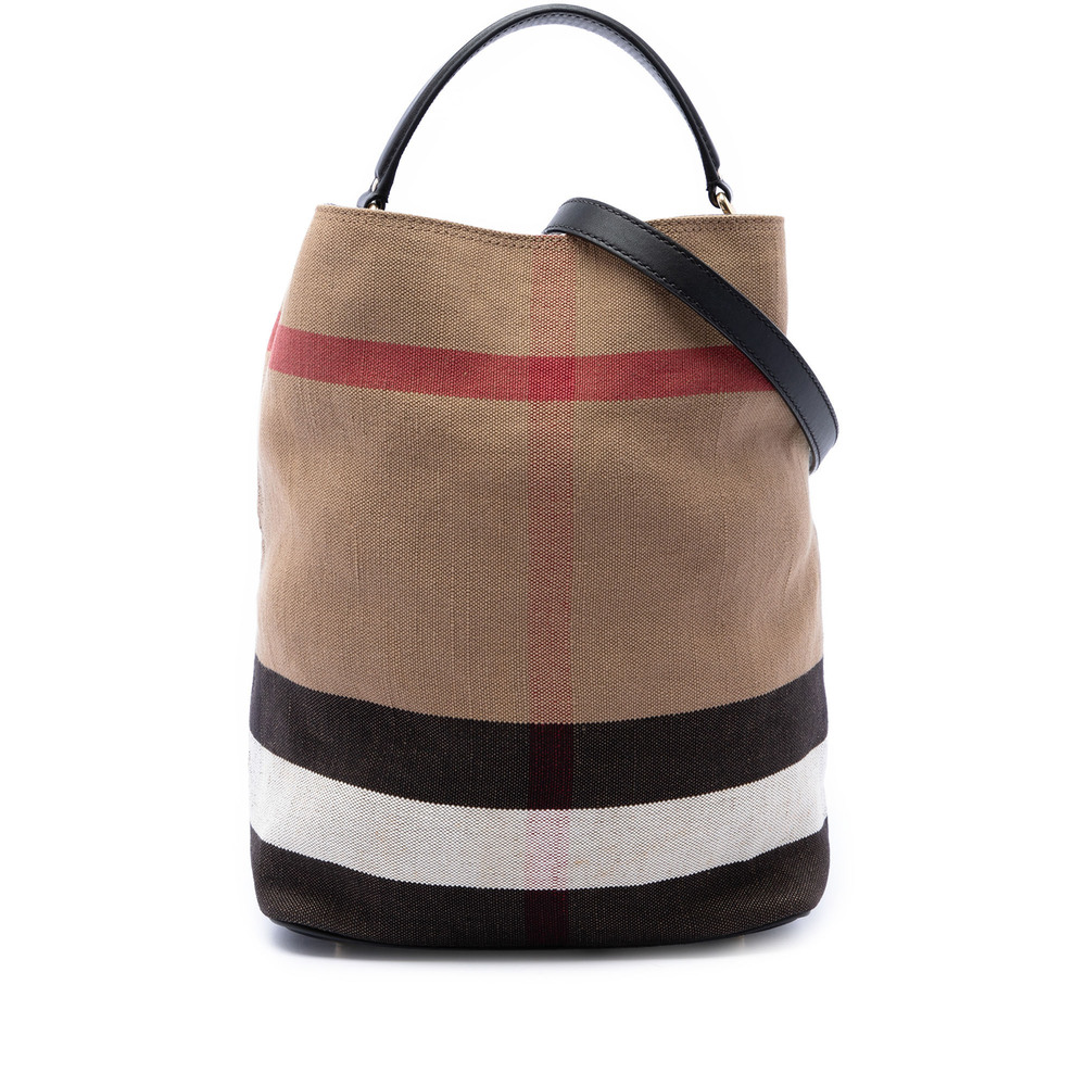Pre-Loved Burberry Medium Mega Check Canvas Ashby Bucket Bag